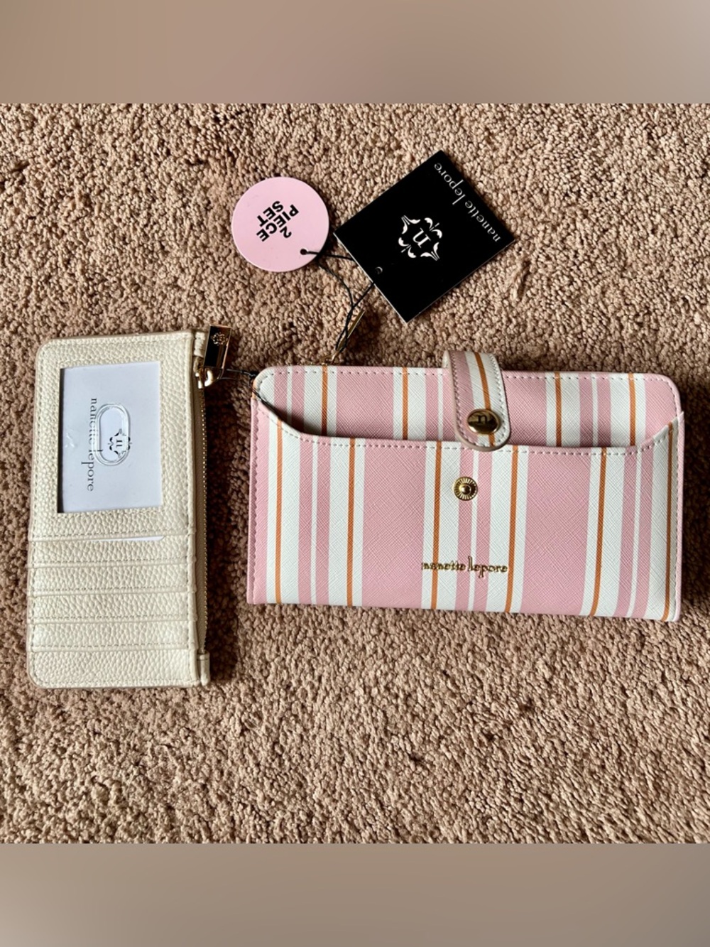 Nanette Lepore Pink Stripe Continental Wallet